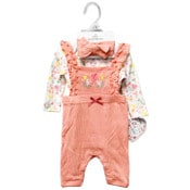 Wholesale - 3pc PINK OVERALL SET -SWEET HEART C/P 48, UPC: 632878906544